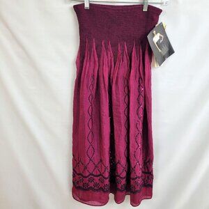 NWT Lapis Anthropologie Dress Skirt Sequins One Size Burgundy Stretchy